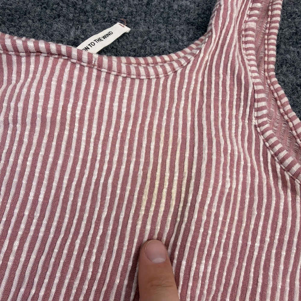 Caution To The Wind Striped Tie Romper Shorts Size Medium Pink And White USA - Picture 7 of 8